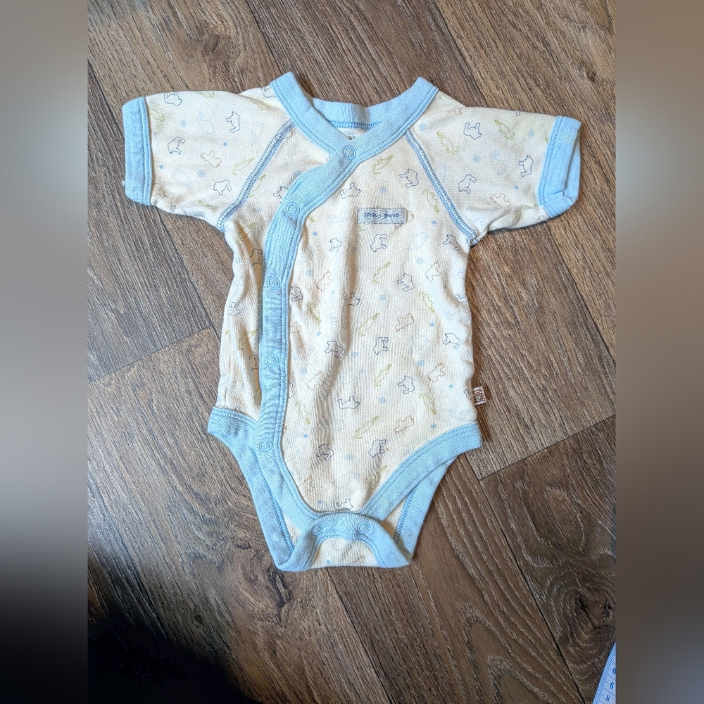 Blue and Cream Baby Onesie